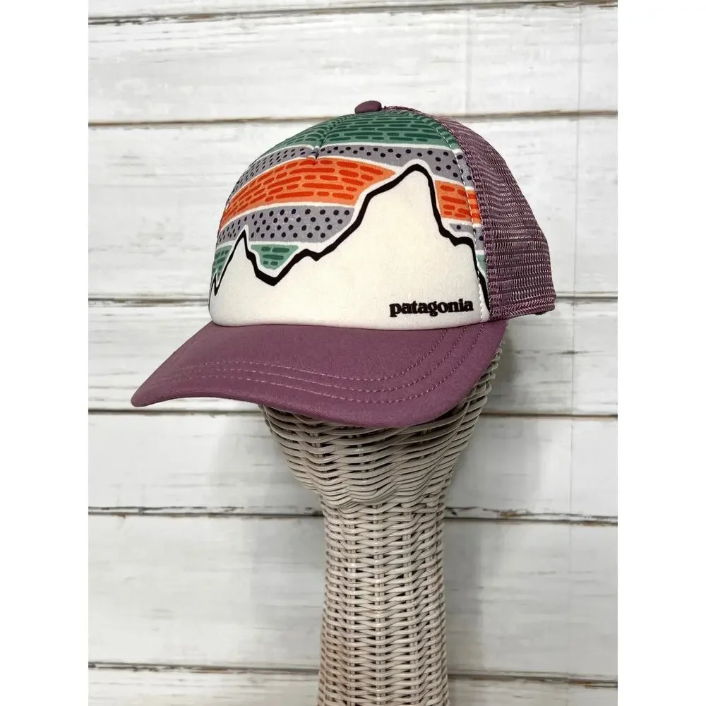 Patagonia Trucker Hat Purple Mountain Graphic Colorful Organic Cotton Mesh Back
